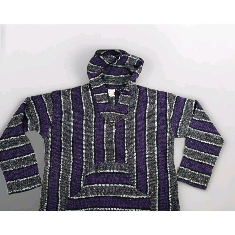 Frank’s Textiles Unisex XL Purple‎ Gray Hoodie Poncho Blanket Sweater Jacket